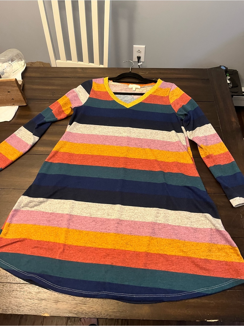 Women’s Multicolor Stripe V-Neck Dress
